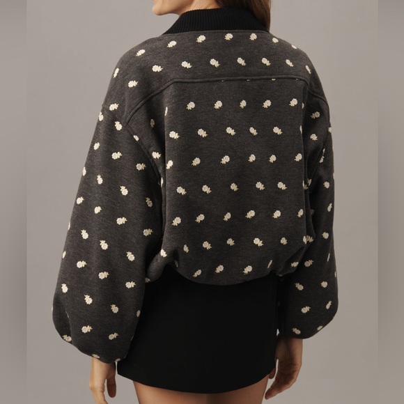 Anthropologie Maeve Embroidered Plush Bubble Coat - Picture 4 of 7